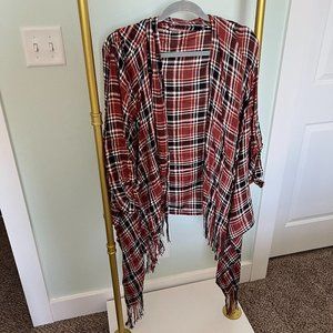 Altar'd State Plaid Fringed Cardigan Size Medium